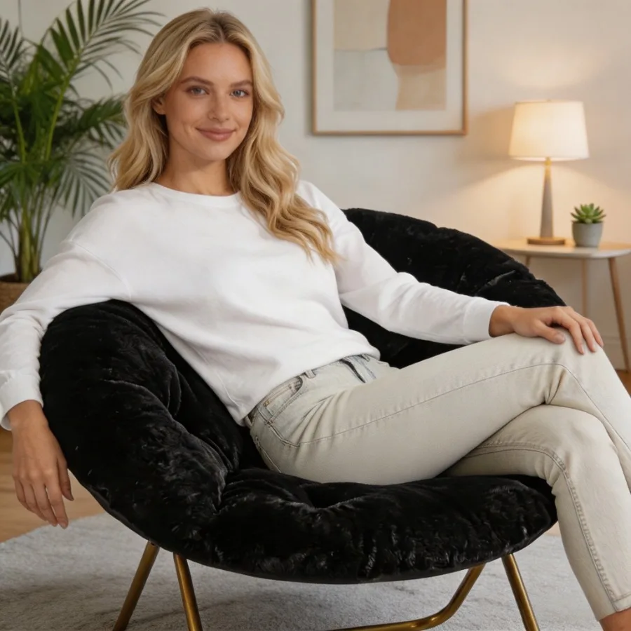 Comfortable Faux Fur Disc Chair Adult Size Black for Bedroom Living Room Furniture
Comfortable Faux Fur Disc Chair Adult Size Black for Bedroom Living Room Furniture