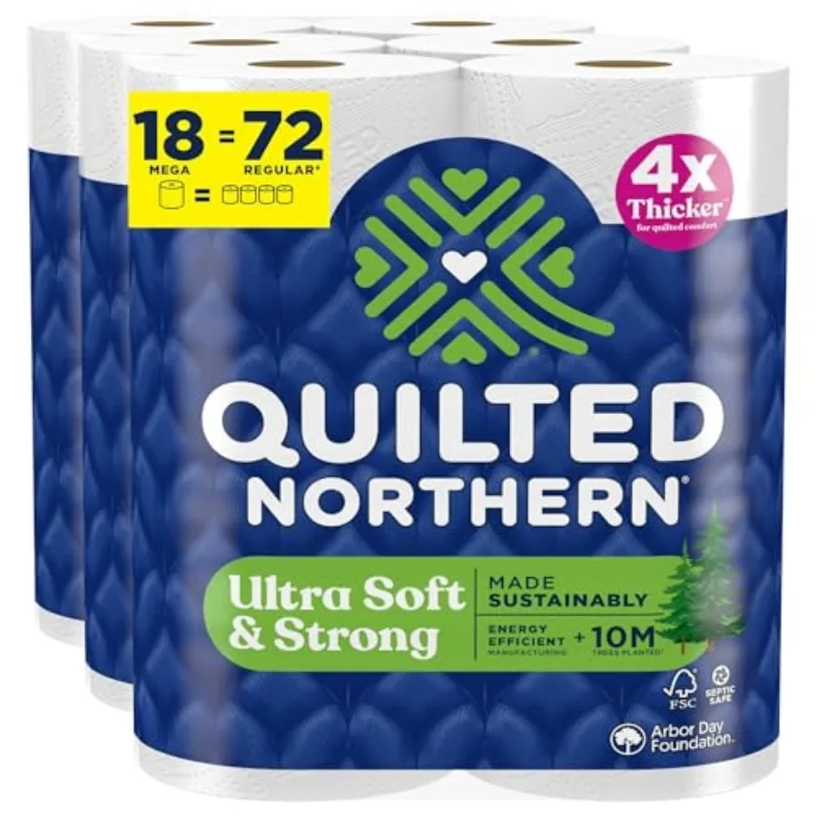 Quilted Northern Ultra Soft and Strong Toilet Paper, 18 Mega Rolls = 72 Regular Rolls, 5X Stronger*, Premium Soft Toilet Tissue
Quilted Northern Ultra Soft and Strong Toilet Paper, 18 Mega Rolls = 72 Regular Rolls, 5X Stronger*, Premium Soft Toilet Tissue