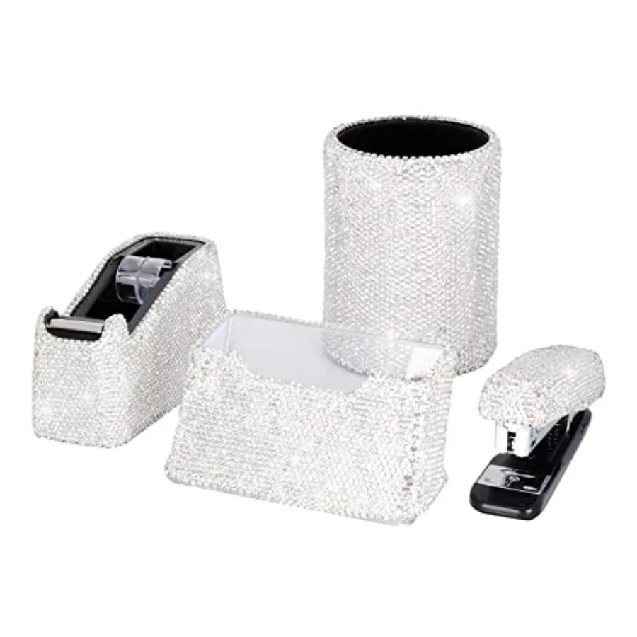 Bling Crystal Luxury Handmade Diamond Round Pencil Pen Pot Holder and Stapler and Card Holder and Desktop Tape Dispenser Office
Bling Crystal Luxury Handmade Diamond Round Pencil Pen Pot Holder and Stapler and Card Holder and Desktop Tape Dispenser Office