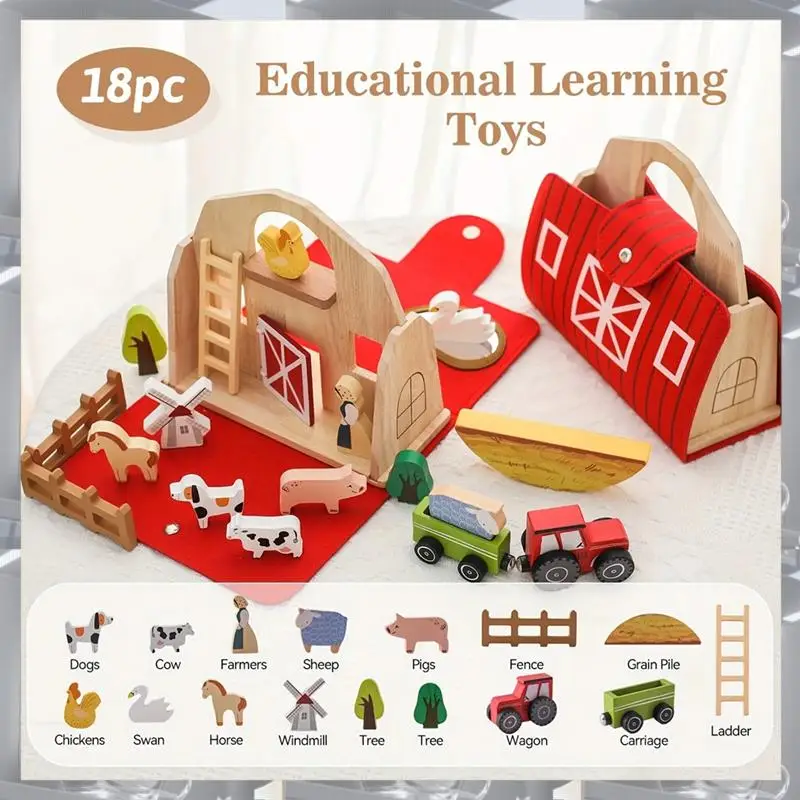 A84F-18Pcs Farm Animals Barn Toys Wooden Montessori Stacking For Toddlers Red Barn Toys Farm Pretend Playset Birthday Gift
A84F-18Pcs Farm Animals Barn Toys Wooden Montessori Stacking For Toddlers Red Barn Toys Farm Pretend Playset Birthday Gift