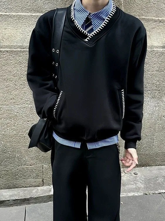 Heavyweight V-Ne Hand Sewn Long Sve Sweatirt Loose Casual ort Sle Overhead Spring Autumn Faion for Couples
Heavyweight V-Ne Hand Sewn Long Sve Sweatirt Loose Casual ort Sle Overhead Spring Autumn Faion for Couples