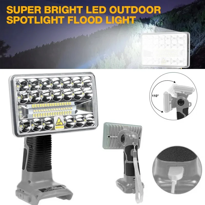 Portable Flashlight for Dewalt 14.4V-20V Battery led Work Light 18W 2000LM Spotlight with USB Port for Repairing Garage Camping
Portable Flashlight for Dewalt 14.4V-20V Battery led Work Light 18W 2000LM Spotlight with USB Port for Repairing Garage Camping