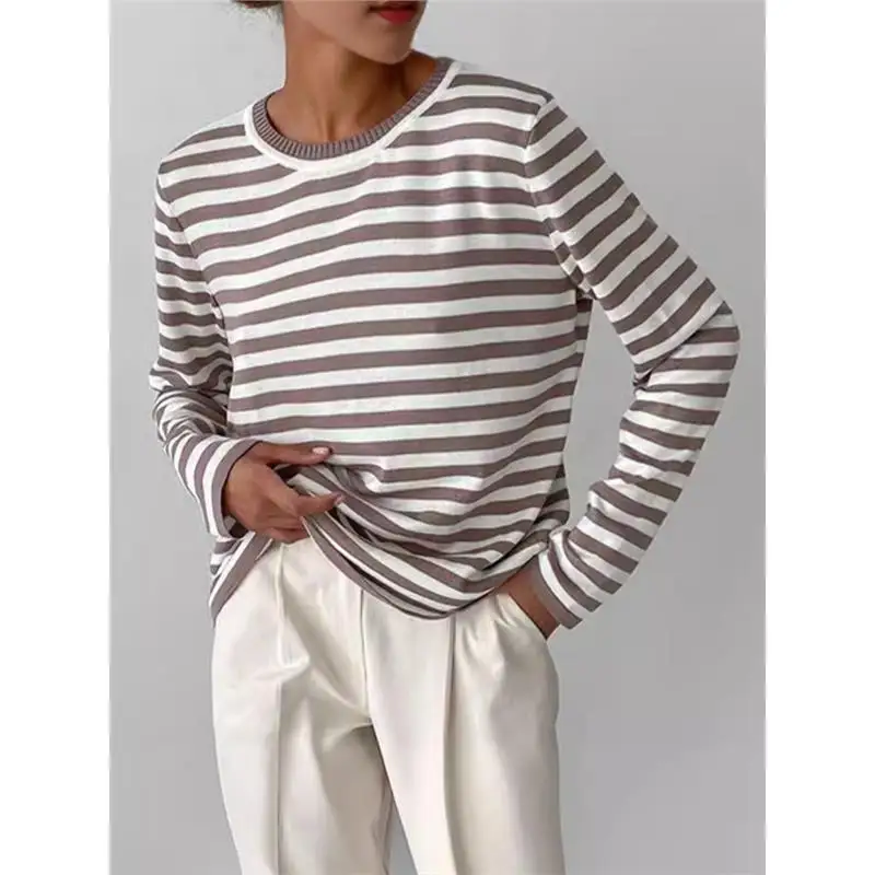 Classic Retro Striped Knitted Sweater round Neck Women's Spring Summer Versatile Comfortable Fit Long Sleeve Crew Neck Top
Classic Retro Striped Knitted Sweater round Neck Women's Spring Summer Versatile Comfortable Fit Long Sleeve Crew Neck Top