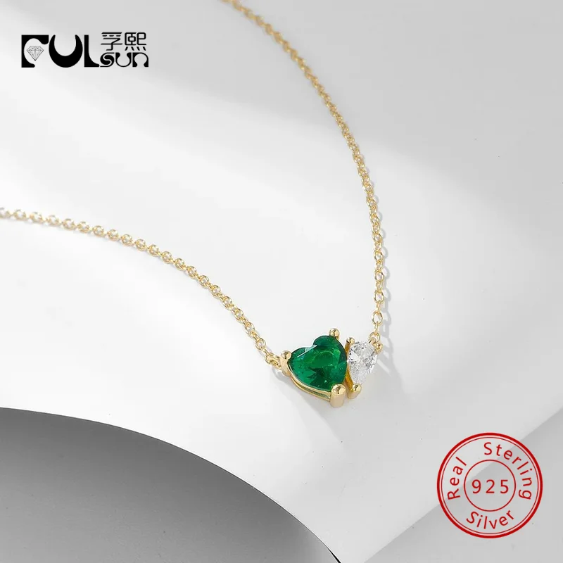 925 Sterling Silver 14K Gold/Rhodium Plated Green Heart & Clear Teardrop Zircon Pendant Necklace Women Fine Jewelry
925 Sterling Silver 14K Gold/Rhodium Plated Green Heart & Clear Teardrop Zircon Pendant Necklace Women Fine Jewelry