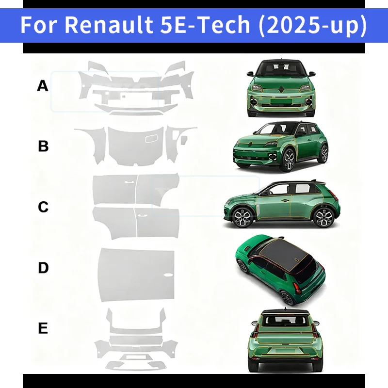 For Renault 5E-Tech 2025 Car Paint Protection Film Transparent Anti-scratch TPU PPF for 5E Tech Pre Cut Body Sticker Bra Kit
For Renault 5E-Tech 2025 Car Paint Protection Film Transparent Anti-scratch TPU PPF for 5E Tech Pre Cut Body Sticker Bra Kit