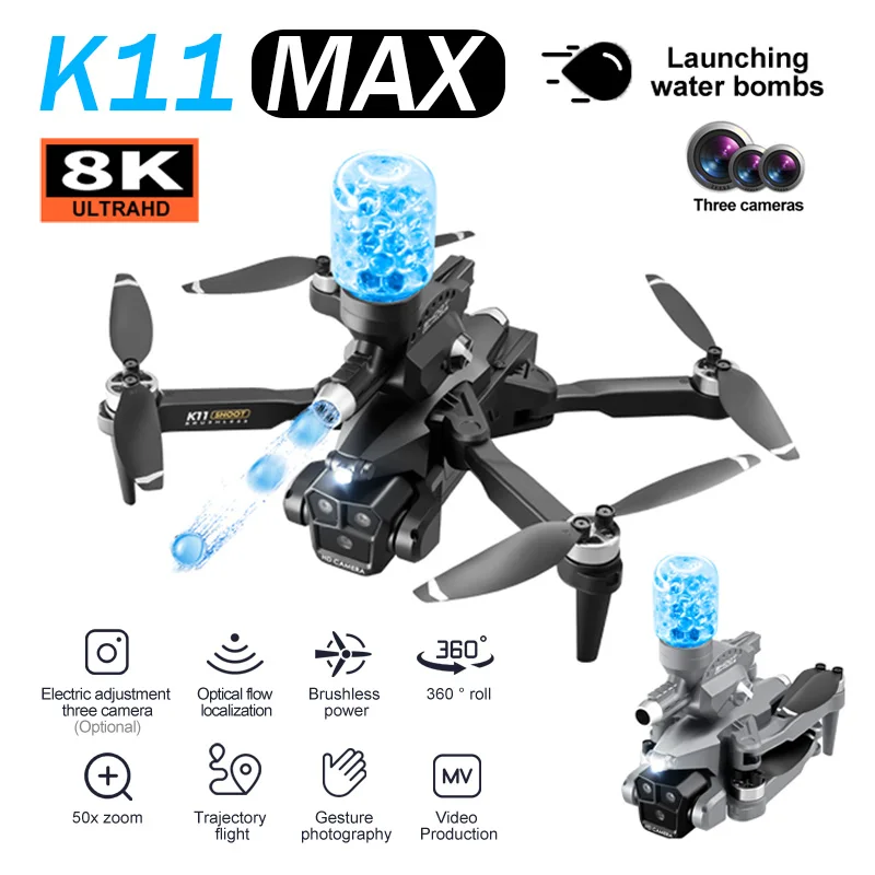 Professional K11 MAX Three Camera mini Drone Foldable Quadcopter Optical Flow Positioning Drone Launches Water Bomb 8K Dron
Professional K11 MAX Three Camera mini Drone Foldable Quadcopter Optical Flow Positioning Drone Launches Water Bomb 8K Dron