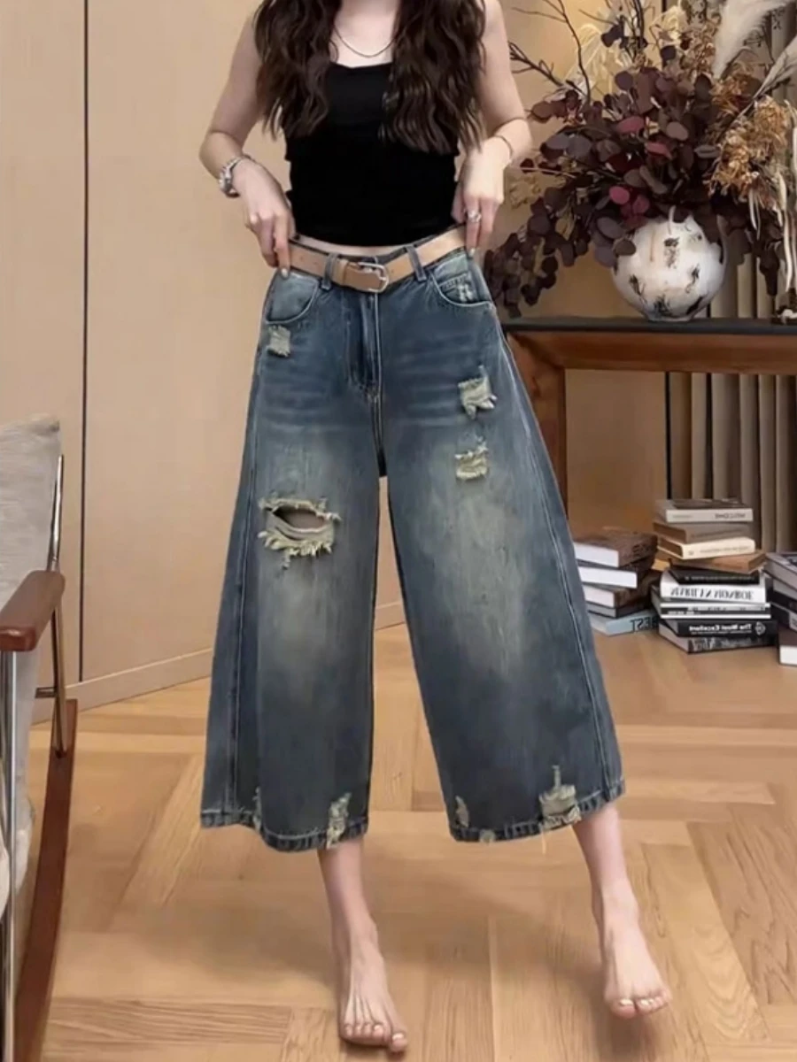 High Waist Wide Leg Jeans Women's Summer Slimming Straight Cut Torn Denim Pants plus Size Vintage Eighteen Style
High Waist Wide Leg Jeans Women's Summer Slimming Straight Cut Torn Denim Pants plus Size Vintage Eighteen Style