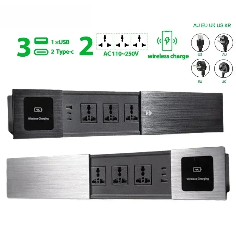 Универсальная встраиваемая настольная розетка с выдвижной крышкой, USB Type-C, встраиваемая настольная электрическая розетка, беспроводное зарядное устройство (EU/UK/AU/US)
Универсальная встраиваемая настольная розетка с выдвижной крышкой, USB Type-C, встраиваемая настольная электрическая розетка, беспроводное зарядное устройство (EU/UK/AU/US)