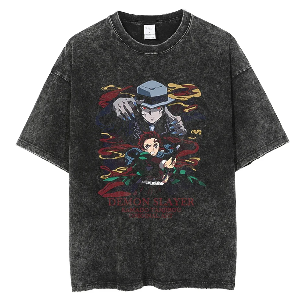 Oversized Vintage Washed T Shirt Demon Slayer Anime T-shirt 100% Cotton Summer Short Sleeve Tops Harajuku Streetwear Unisex Tees
Oversized Vintage Washed T Shirt Demon Slayer Anime T-shirt 100% Cotton Summer Short Sleeve Tops Harajuku Streetwear Unisex Tees