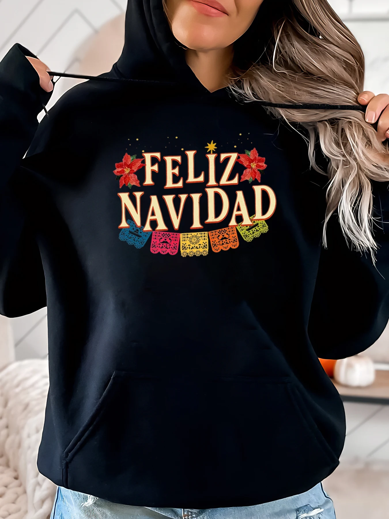 Толстовка с капюшоном с рождественским принтом, женская праздничная одежда, черная, больших размеров
Толстовка с капюшоном с рождественским принтом, женская праздничная одежда, черная, больших размеров