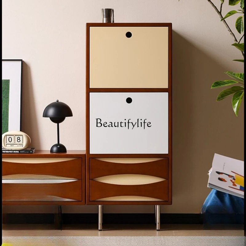 Medieval solid wood TV side cabinet living room against the wall color matching locker contrast door
Medieval solid wood TV side cabinet living room against the wall color matching locker contrast door
