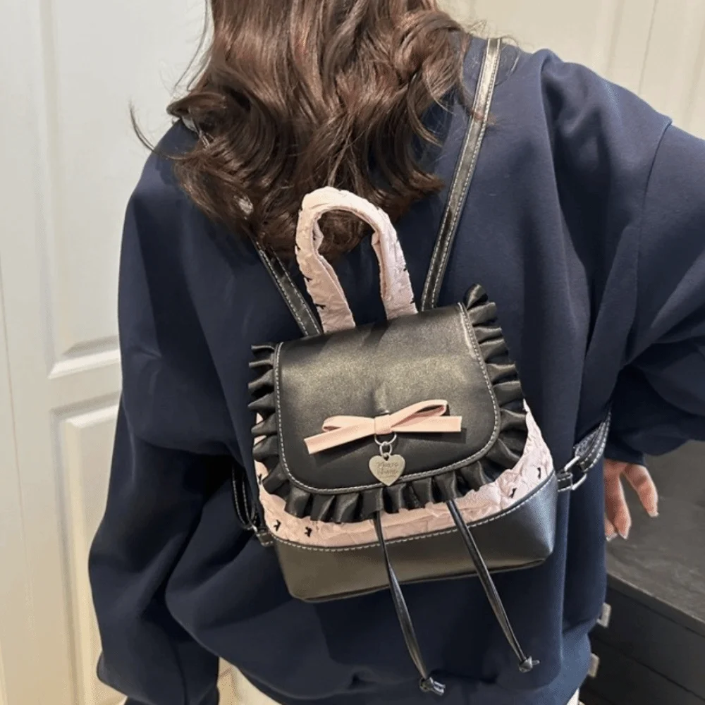 Trendy Exquisite Lace Trim Backpack Fashionable Bow Vintage Bucket Bag Ruffled Versatile Ballet Style Rucksack Travel
Trendy Exquisite Lace Trim Backpack Fashionable Bow Vintage Bucket Bag Ruffled Versatile Ballet Style Rucksack Travel