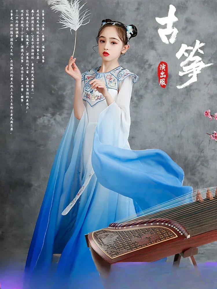 Chinese Style Hanfu Guzheng Performance Children's Classical Dance Costume Girls' Performance Dress Blue White Porcelain Dress
Chinese Style Hanfu Guzheng Performance Children's Classical Dance Costume Girls' Performance Dress Blue White Porcelain Dress