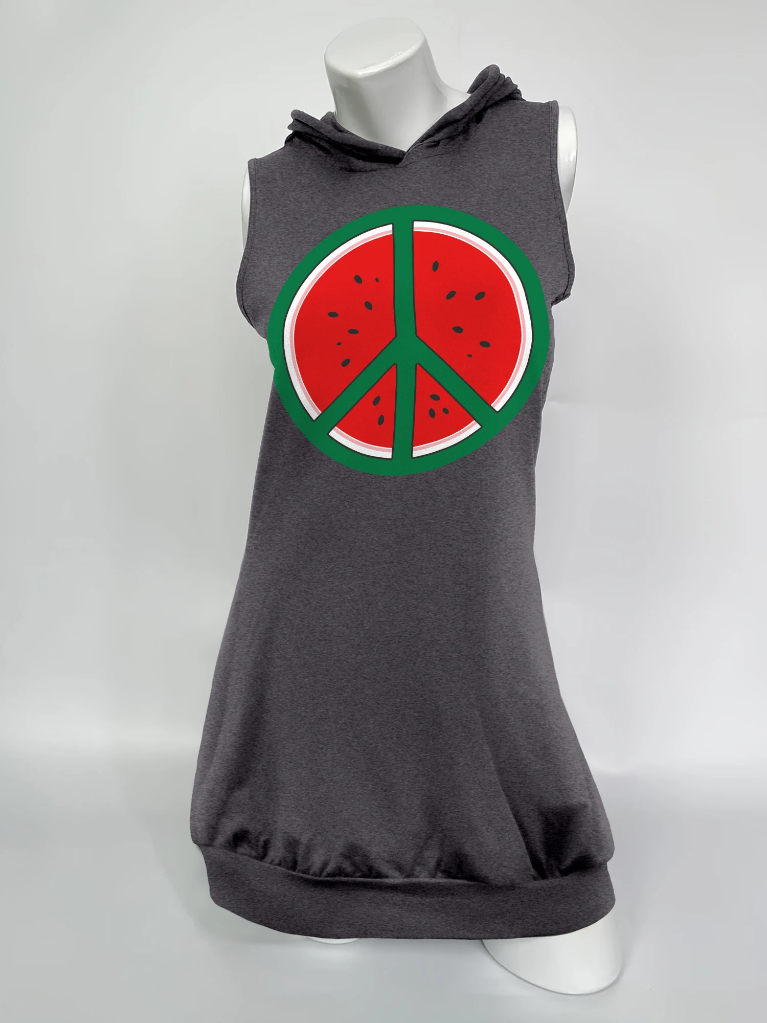 Sleeveless Hooded Tank Dress, Watermelon Peace Sign Print Casual Sweatshirt Dress, Loose Short Dress
Sleeveless Hooded Tank Dress, Watermelon Peace Sign Print Casual Sweatshirt Dress, Loose Short Dress