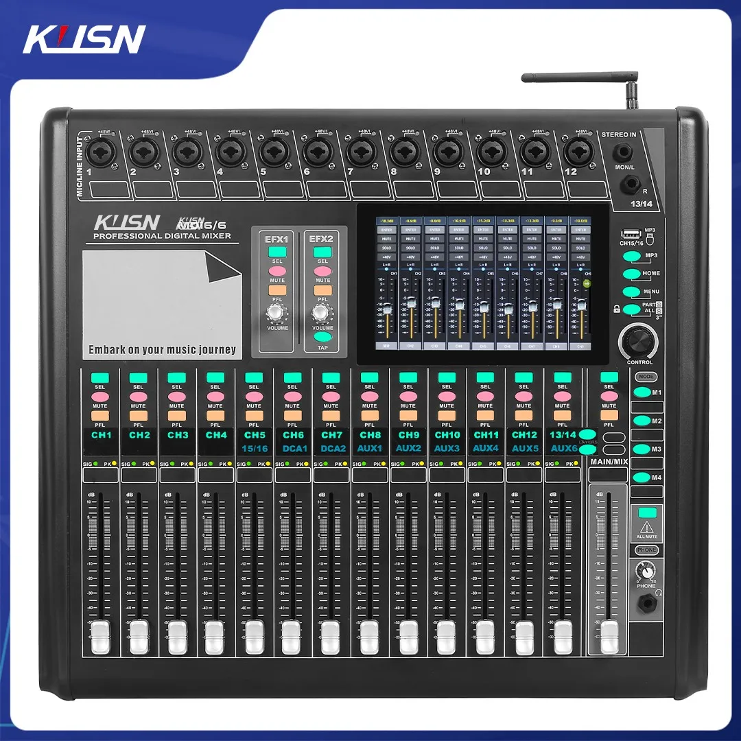 16-канальный цифровой микшер Wi-Fi Профессиональный микшерный пульт 16 DSP Консоль микшера звука с 7-дюймовым сенсорным экраном
16-канальный цифровой микшер Wi-Fi Профессиональный микшерный пульт 16 DSP Консоль микшера звука с 7-дюймовым сенсорным экраном