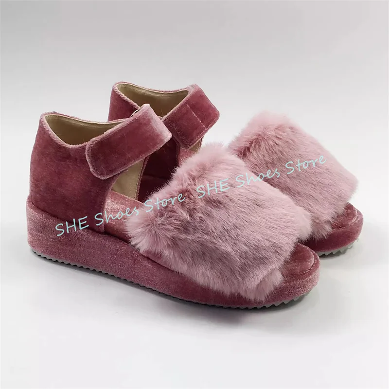 Summer Breathable Peep Toe Chunky Bottom Sandals Women Plush Splicing Velvet Casual Shoes Handmade Ladies Outside Dress Shoes
Summer Breathable Peep Toe Chunky Bottom Sandals Women Plush Splicing Velvet Casual Shoes Handmade Ladies Outside Dress Shoes