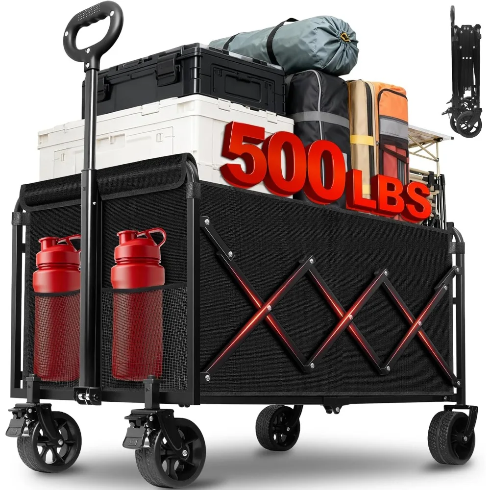 Heavy Duty Foldable Wagon Cart with Brakes & All-Terrain Wheels, 500LBS Capacity for Beach Camping Sports Grocery
Heavy Duty Foldable Wagon Cart with Brakes & All-Terrain Wheels, 500LBS Capacity for Beach Camping Sports Grocery