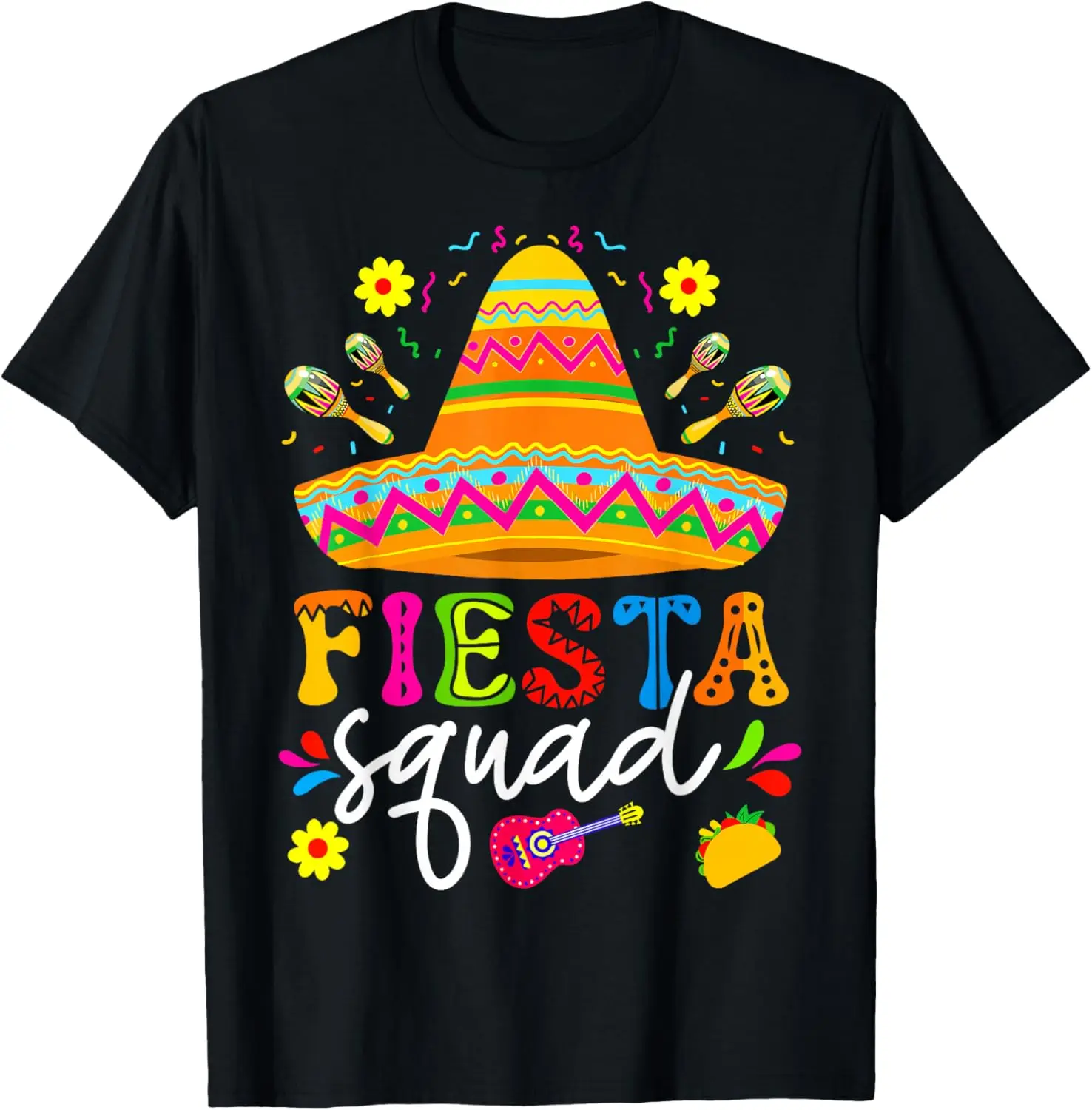 Fiesta Squad Sombrero Maracas Taco Футболка с рисунком Мужская повседневная хлопковая футболка с коротким рукавом
Fiesta Squad Sombrero Maracas Taco Футболка с рисунком Мужская повседневная хлопковая футболка с коротким рукавом