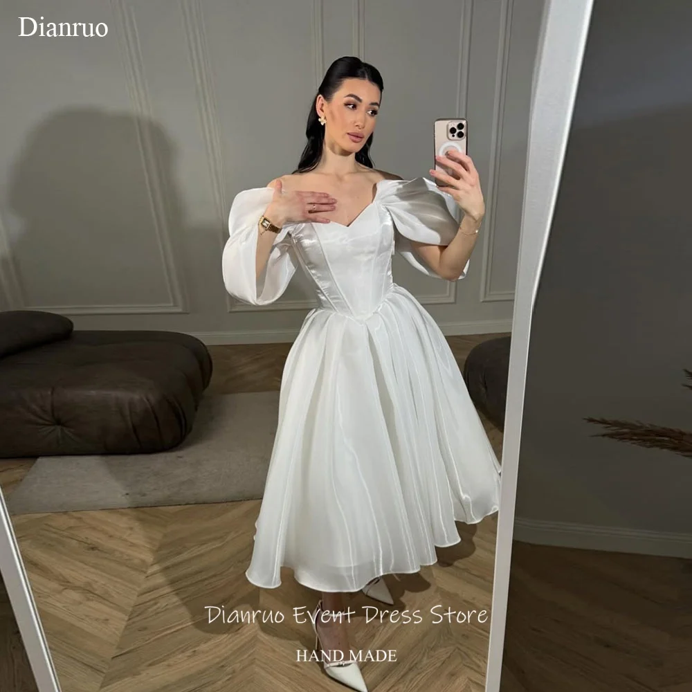 Dianruo A Line Puff Sleeves Evening Dresses Satin Midi Length Robe De Soirée Femme Off Shoulder Vestidos Para Mujer Customized
Dianruo A Line Puff Sleeves Evening Dresses Satin Midi Length Robe De Soirée Femme Off Shoulder Vestidos Para Mujer Customized
