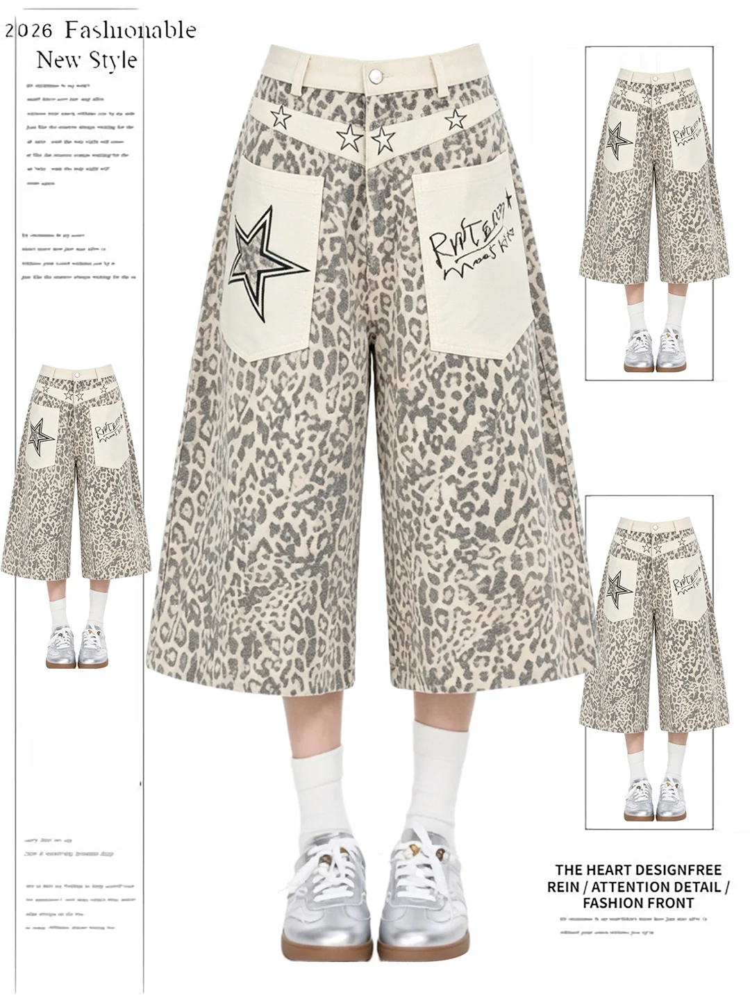American Style Star Embroidery Leopard Print Denim Jeans High Waist Wide Leg Pants Summer Trendy Brand Contrast Color Workwea...
American Style Star Embroidery Leopard Print Denim Jeans High Waist Wide Leg Pants Summer Trendy Brand Contrast Color Workwea...