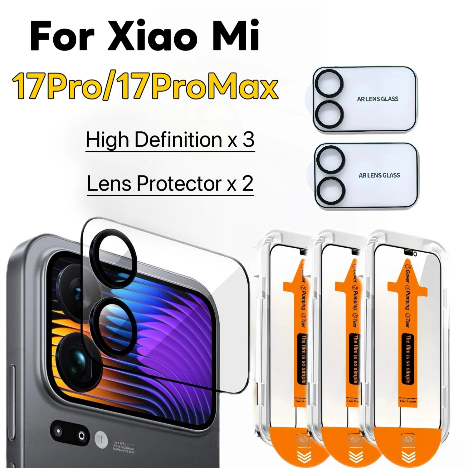 Compatible with Xiaomi 17 Pro & 17 Pro Max: Phone Lens Film + Tempered Glass Screen Protector Set
Compatible with Xiaomi 17 Pro & 17 Pro Max: Phone Lens Film + Tempered Glass Screen Protector Set