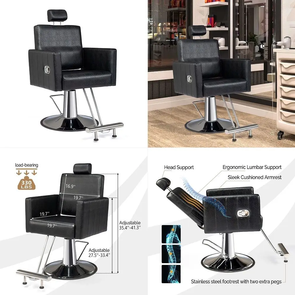 Reclining Salon Chair for Hair Stylist, Hair Chair for Threading Waxing Braiding Shampoo Hairdressing, Barber Chairs for Barber
Reclining Salon Chair for Hair Stylist, Hair Chair for Threading Waxing Braiding Shampoo Hairdressing, Barber Chairs for Barber