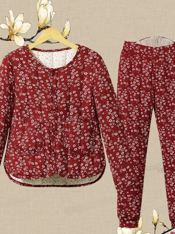 Thiened Warmth Floral Print Cotton Jaet And Pants Two-Piece Set for Middle-Aged And ly Women Loose And Faionable W...
Thiened Warmth Floral Print Cotton Jaet And Pants Two-Piece Set for Middle-Aged And ly Women Loose And Faionable W...