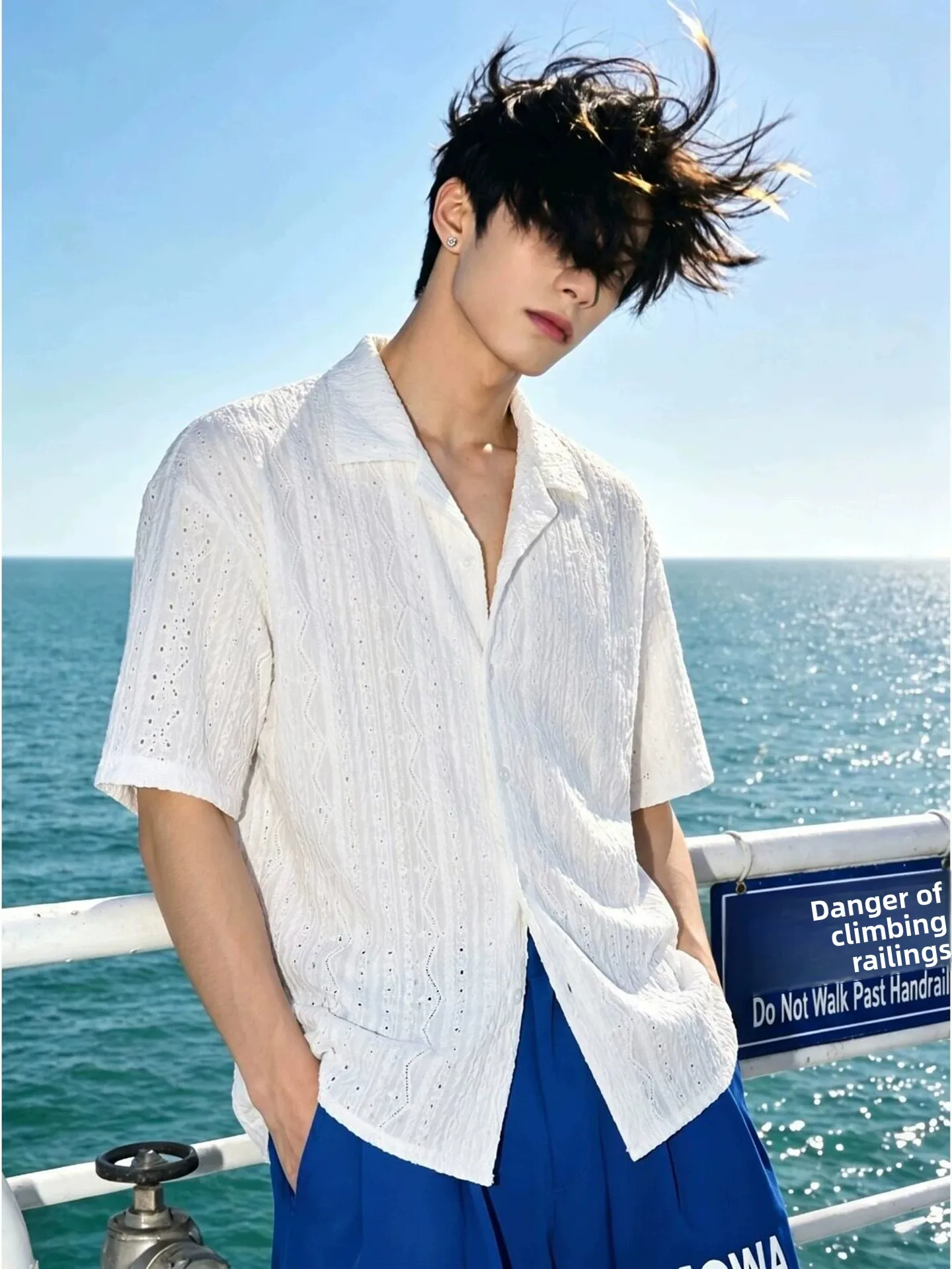 White Cuban Collar Embroidered Hollow out Shirt Men's Short Sleeve Summer Beach Vacation Style Five Half Sleeve Shirt
White Cuban Collar Embroidered Hollow out Shirt Men's Short Sleeve Summer Beach Vacation Style Five Half Sleeve Shirt