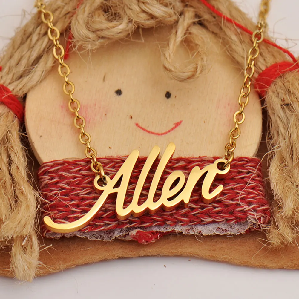 AOLOSHOW Allen Gold color Name Necklace for Women Stainless Steel Dainty Pendant Female Birthday Gift
AOLOSHOW Allen Gold color Name Necklace for Women Stainless Steel Dainty Pendant Female Birthday Gift