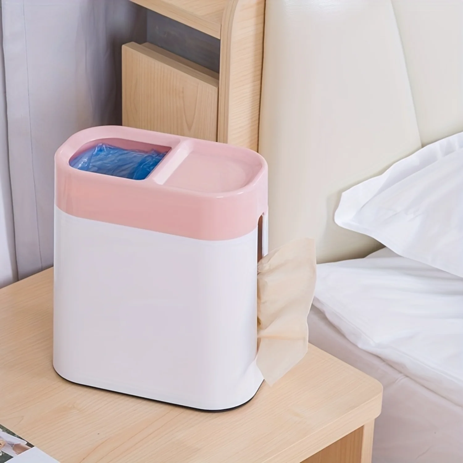 1pc Creative Mini Desktop Trash Can With Tissue Box, Dual-Use Plastic Sanitary Bin, For Living Room, Bedroom, Office - Multifun
1pc Creative Mini Desktop Trash Can With Tissue Box, Dual-Use Plastic Sanitary Bin, For Living Room, Bedroom, Office - Multifun
