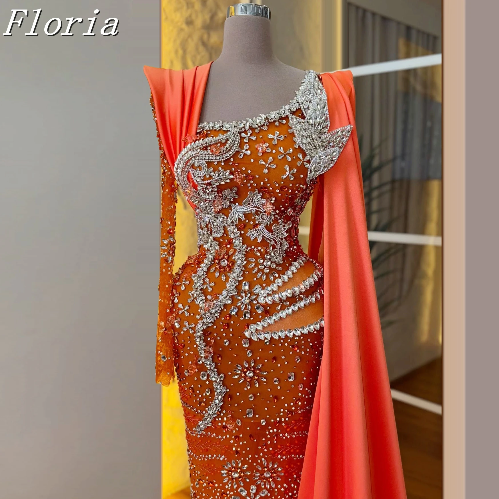 Customized Orange Crystals Evening Dresses Mermaid Long Sleeves Formal Occasion Dresses For Women Celebrity Gown
Customized Orange Crystals Evening Dresses Mermaid Long Sleeves Formal Occasion Dresses For Women Celebrity Gown