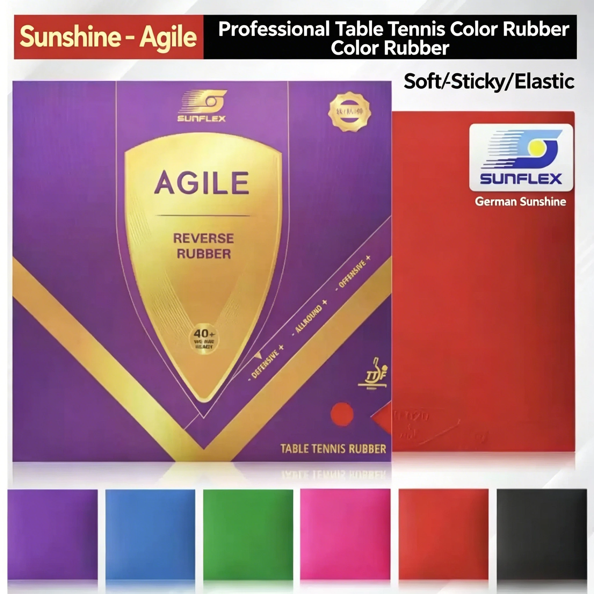 SUNFLEX AGILE Sticky Ping Pong Rubber Pips-in ITTF Approved Table Tennis Rubber Sheet Super Light Soft Table Tennis Rubber
SUNFLEX AGILE Sticky Ping Pong Rubber Pips-in ITTF Approved Table Tennis Rubber Sheet Super Light Soft Table Tennis Rubber