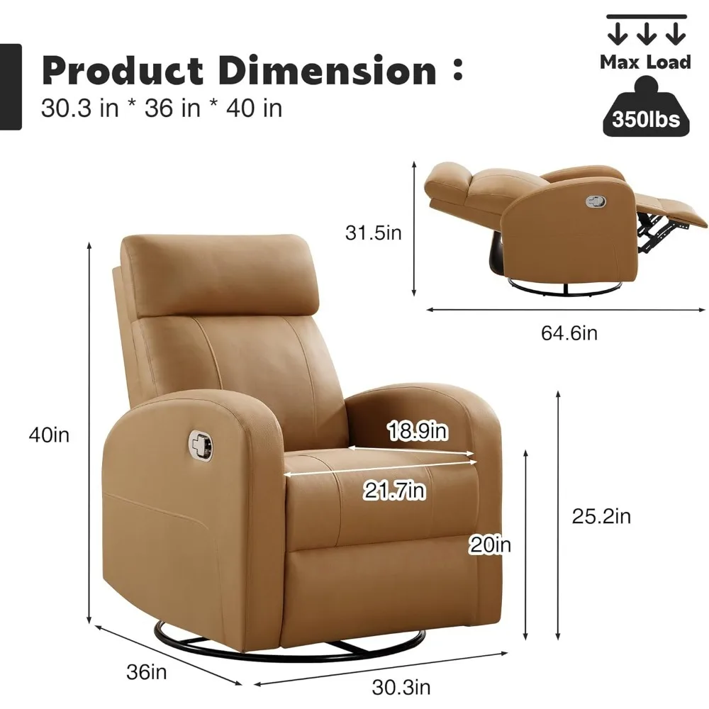 Manual 360° Swivel Rocker Recliner – Manual Leather Glider with Adjustable Headrest,Headrest/Highback for Living Room
Manual 360° Swivel Rocker Recliner – Manual Leather Glider with Adjustable Headrest,Headrest/Highback for Living Room