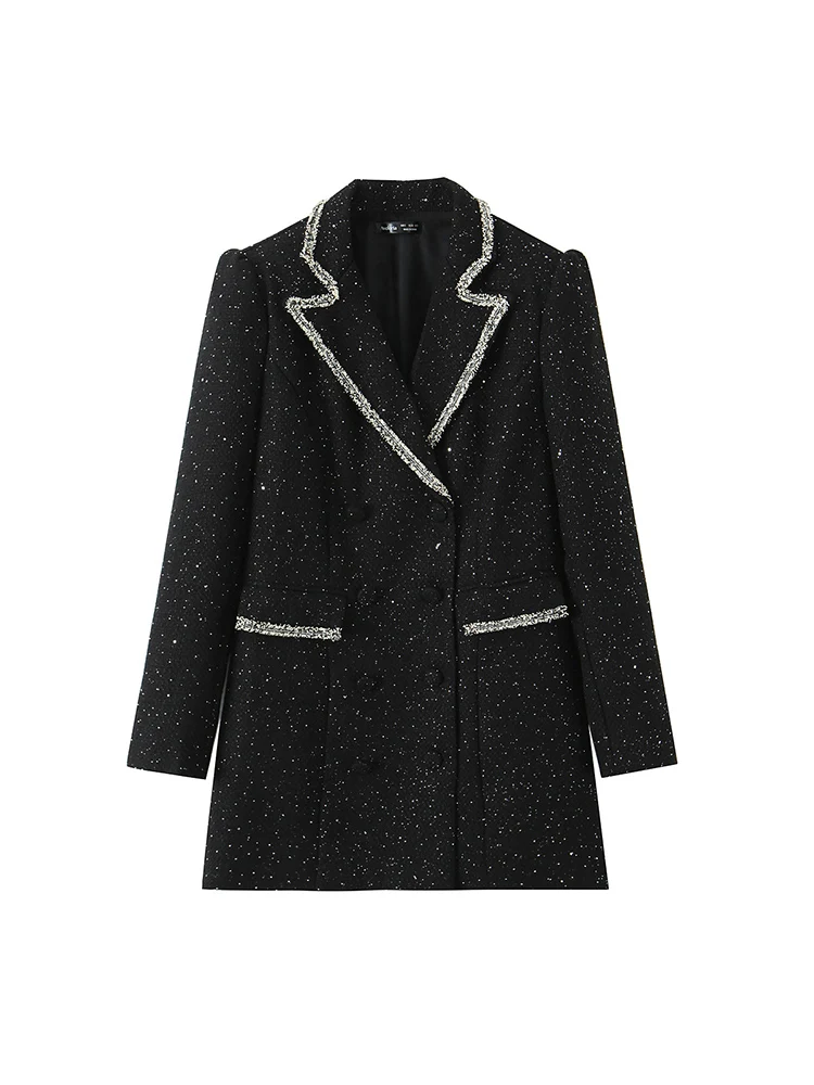 European-style new women's fashionable and versatile elegant Chanel-inspired color-blocked sequined double-breasted suit jacket
European-style new women's fashionable and versatile elegant Chanel-inspired color-blocked sequined double-breasted suit jacket