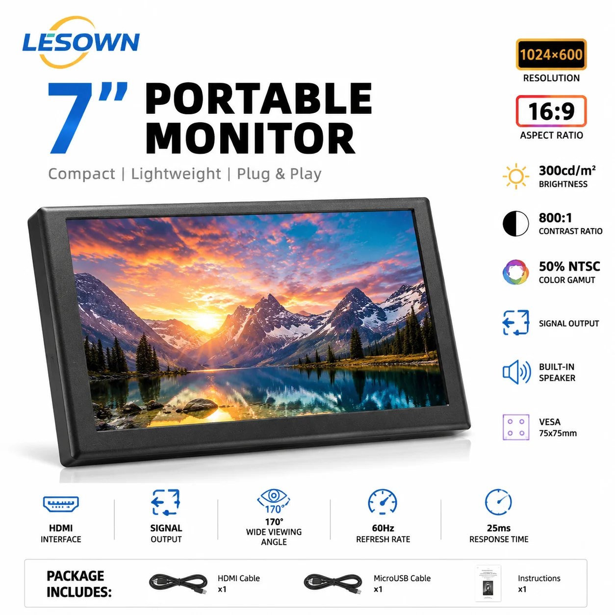 LESOWN Aluminum Hardware Monitor 7" HDTV VESA Mount Display 1024x600 Secondary Screen for Computer Modding Setup
LESOWN Aluminum Hardware Monitor 7" HDTV VESA Mount Display 1024x600 Secondary Screen for Computer Modding Setup