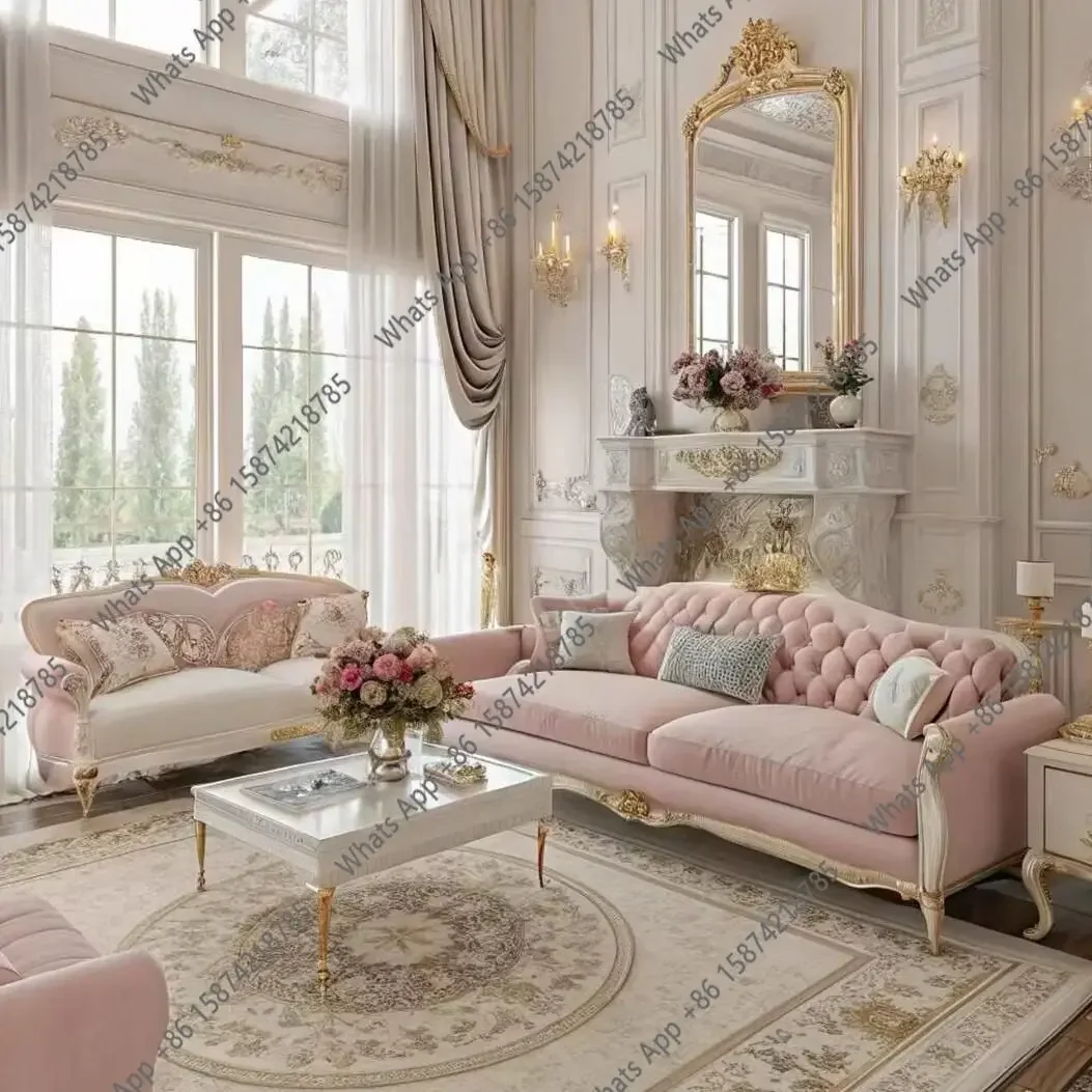 N49 French solid wood sofa living room combination carved fabric three-person sofa luxury court style small apartment furniture
N49 French solid wood sofa living room combination carved fabric three-person sofa luxury court style small apartment furniture