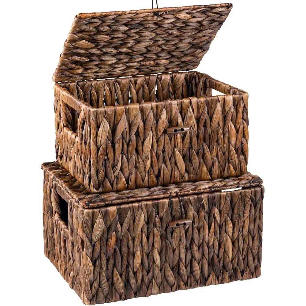 Natural Wicker Storage Baskets with Lids and Handles, 2-Pack, for Home Organization, Sizes 13x10x7 & 11x8x6
Natural Wicker Storage Baskets with Lids and Handles, 2-Pack, for Home Organization, Sizes 13x10x7 & 11x8x6