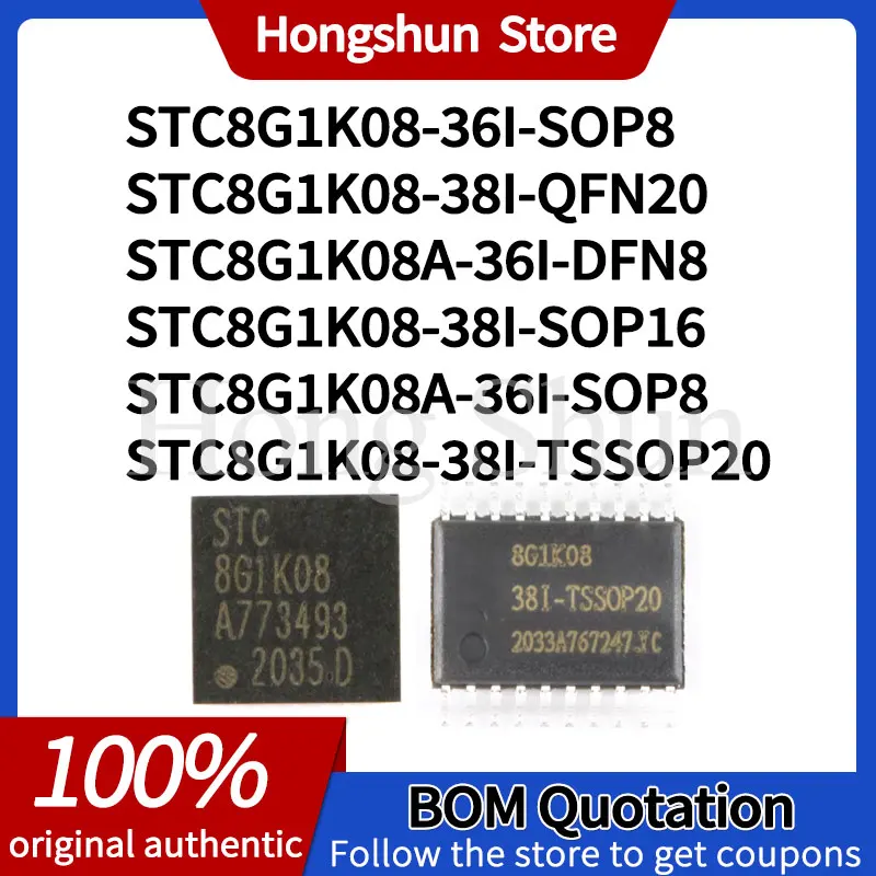 STC8G1K08-36I STC8G1K08A-36I-SOP8 STC8G1K08-38I-SOP16 STC8G1K08-38ITSSOP20 STC8G1K08A-36I-DFN8 STC8G1K08-38I-QFN20 PC casing
STC8G1K08-36I STC8G1K08A-36I-SOP8 STC8G1K08-38I-SOP16 STC8G1K08-38ITSSOP20 STC8G1K08A-36I-DFN8 STC8G1K08-38I-QFN20 PC casing