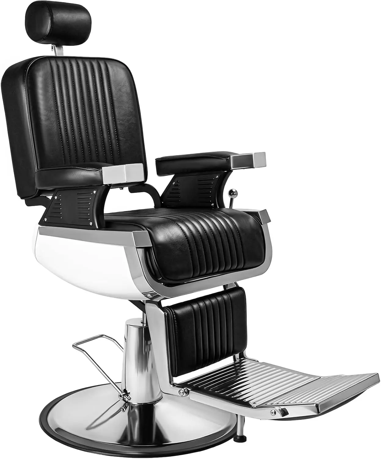 Black Reclining Barber Chair with Headrest, 360° Swivel, Supports Up to 500lbs, Heavy Duty Salon Spa Chair
Black Reclining Barber Chair with Headrest, 360° Swivel, Supports Up to 500lbs, Heavy Duty Salon Spa Chair