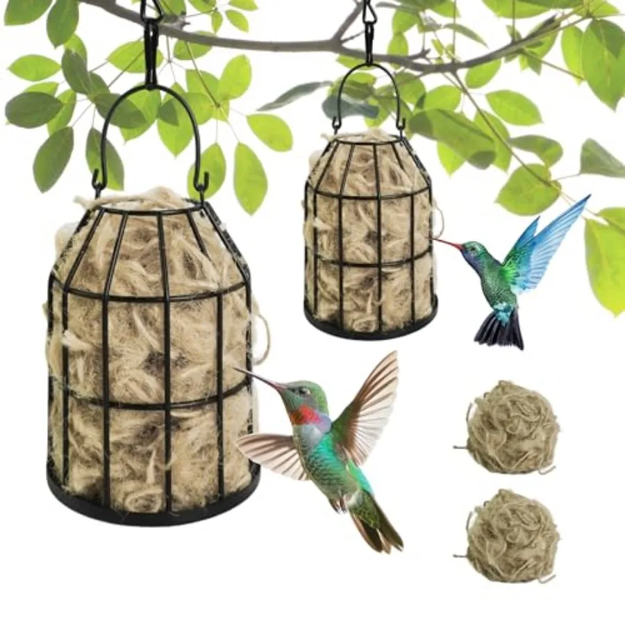 Bird Nesting Material Holders, 2 Pack Refillable Hummingbird Nest Cages Sets with Natural Mixing Cotton Material for Wild Birds
Bird Nesting Material Holders, 2 Pack Refillable Hummingbird Nest Cages Sets with Natural Mixing Cotton Material for Wild Birds