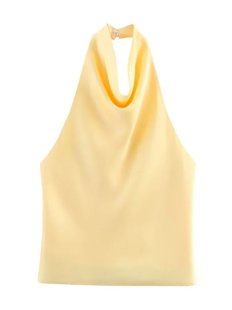 2025 New Satin Fashion Vest Top For Women V-Neck Solid Sleeveless Cropped Top Camisole Elegant Commute Female Tank Top
2025 New Satin Fashion Vest Top For Women V-Neck Solid Sleeveless Cropped Top Camisole Elegant Commute Female Tank Top