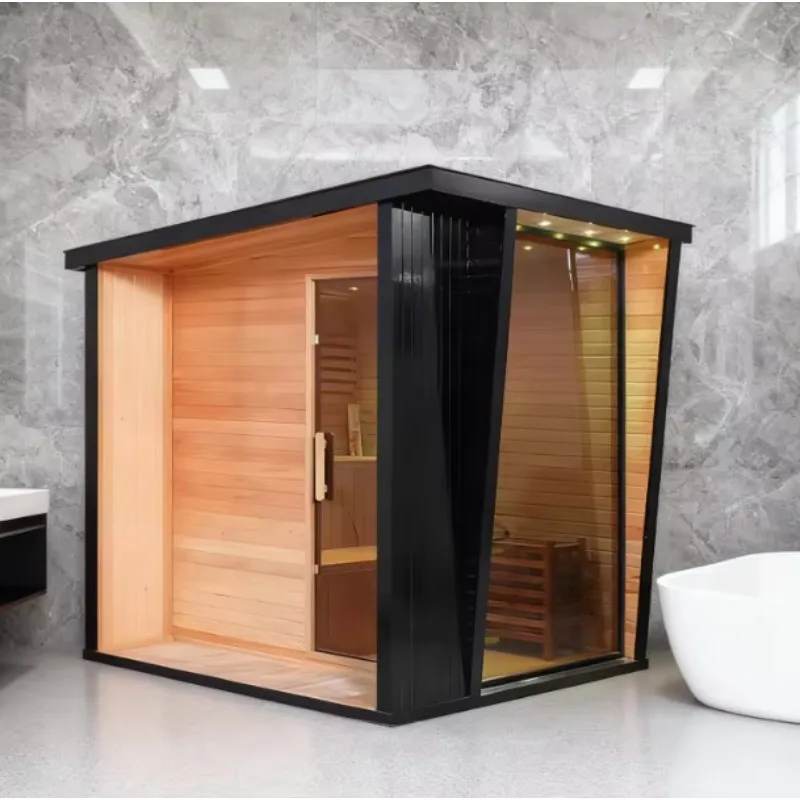 Customized 4-Person Traditional Hemlock Wood Sauna, Outdoor Dry Steam Sauna with Stove and Transom Windows
Customized 4-Person Traditional Hemlock Wood Sauna, Outdoor Dry Steam Sauna with Stove and Transom Windows
