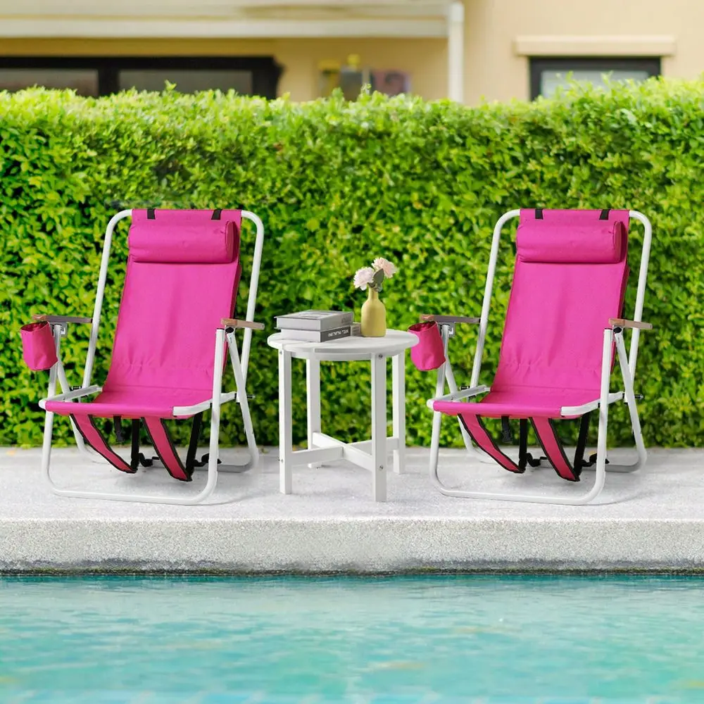 Folding Beach Chair, 4 Position Portable Backpack Foldable Camping Chair With Headrest Cup Holder And Wooden Armrests, Pink
Folding Beach Chair, 4 Position Portable Backpack Foldable Camping Chair With Headrest Cup Holder And Wooden Armrests, Pink