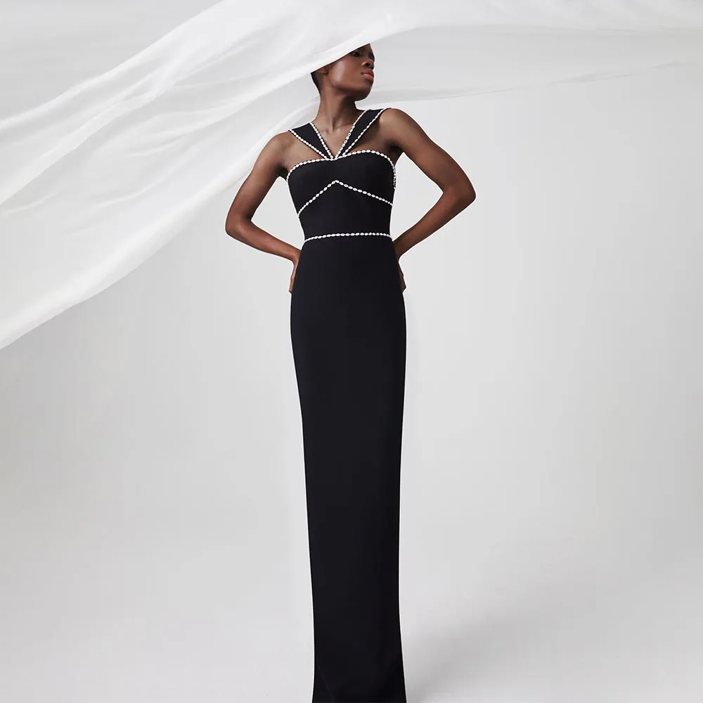 Elegant Evening Dresses for Weddings Crystal V Neck Backless Column Evening Gowns Long Sleeveless Women's Formal Party Dress
Elegant Evening Dresses for Weddings Crystal V Neck Backless Column Evening Gowns Long Sleeveless Women's Formal Party Dress
