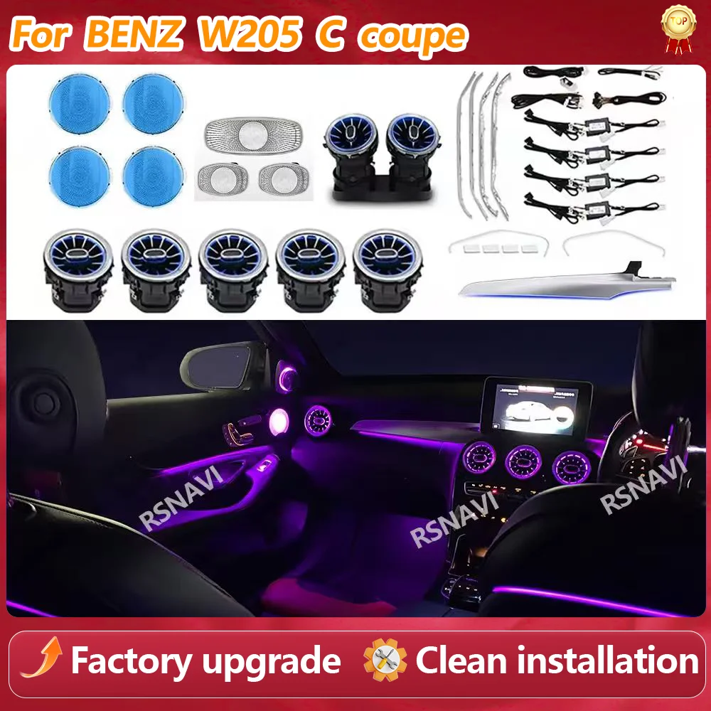 64-Color Active Ambient Full Set For Benz W205 C Class 2014-2021,4D Tweeter/Vent/Crystal Saddle/Door/Armrest/Backrest/Dash/Roof
64-Color Active Ambient Full Set For Benz W205 C Class 2014-2021,4D Tweeter/Vent/Crystal Saddle/Door/Armrest/Backrest/Dash/Roof