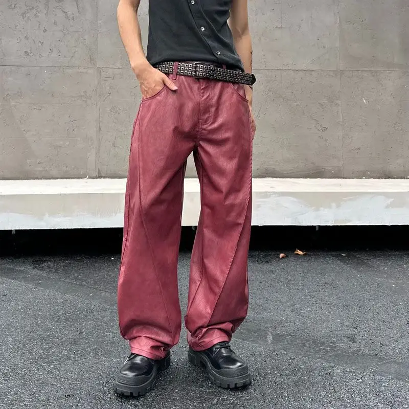 Trendy Retro PU Leather Black Jeans for Men Loose Straight Denim Pants for Autumn and Winter
Trendy Retro PU Leather Black Jeans for Men Loose Straight Denim Pants for Autumn and Winter