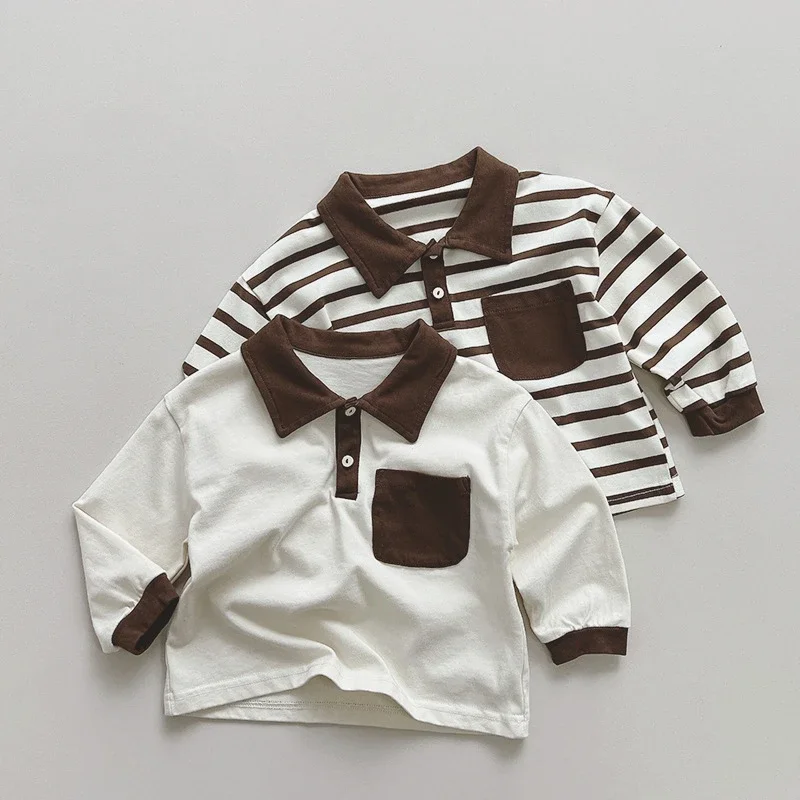 Children's contrasting color baby POLO shirt boys and girls casual versatile T-shirt 2024 spring and autumn new baby top
Children's contrasting color baby POLO shirt boys and girls casual versatile T-shirt 2024 spring and autumn new baby top
