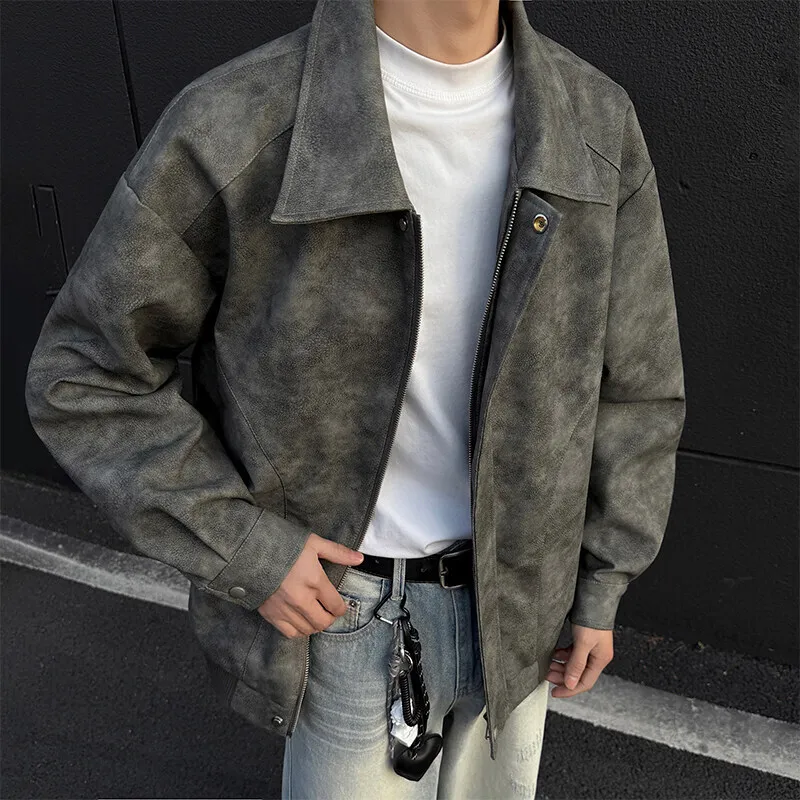 Beige Leather Jacket Men Fashion Retro Tie Dye Motorcycle Jacket Men Streetwear Hip-hop Loose Bomber Jacket Mens Short Jackets
Beige Leather Jacket Men Fashion Retro Tie Dye Motorcycle Jacket Men Streetwear Hip-hop Loose Bomber Jacket Mens Short Jackets