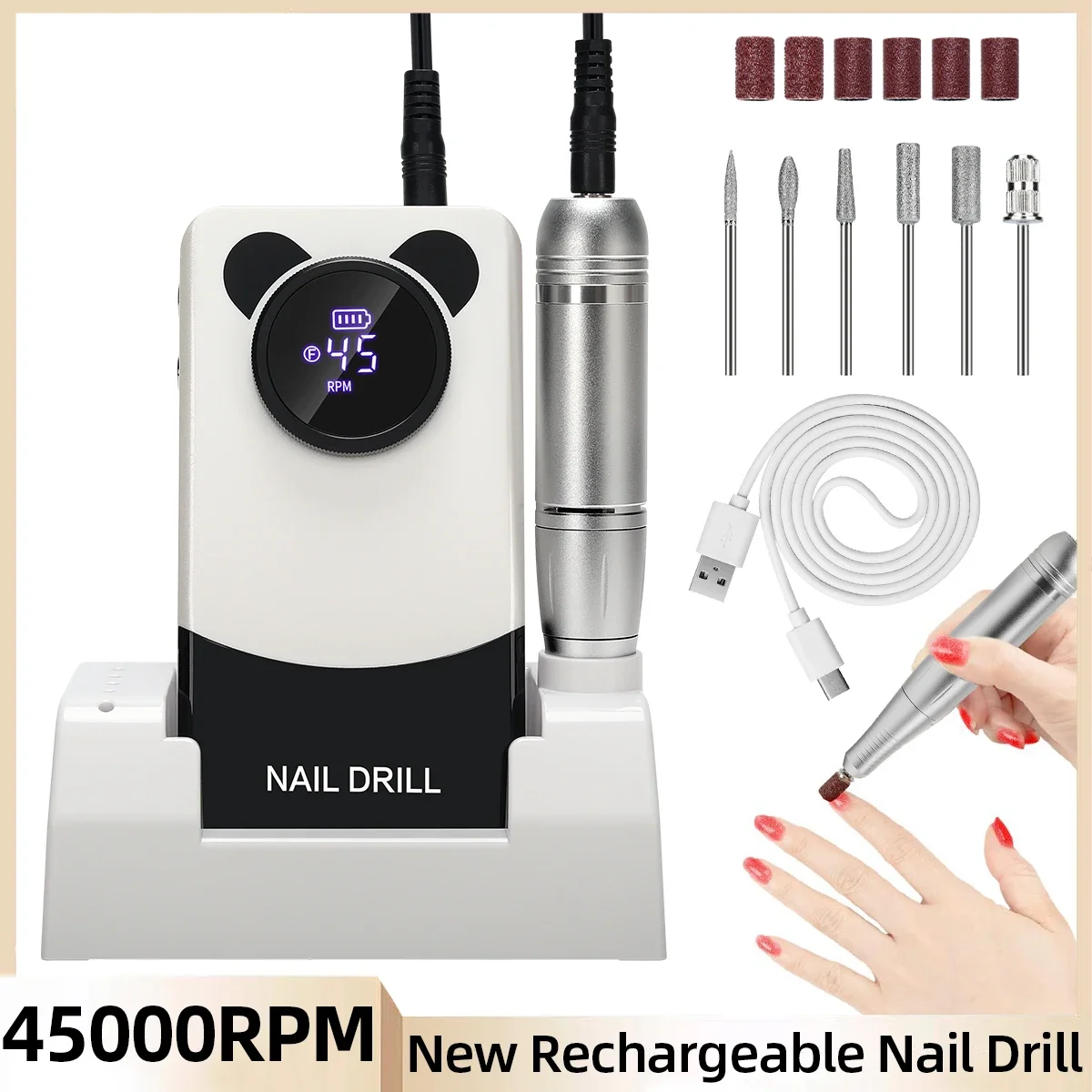 45000RPM Rechargeable Nail Drill Machine for Nails Electric File With HD Display Metal Manicure Pen Professional Nail Sander
45000RPM Rechargeable Nail Drill Machine for Nails Electric File With HD Display Metal Manicure Pen Professional Nail Sander