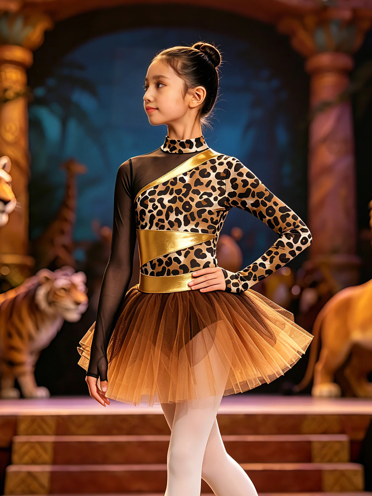 Girls Caveman Costume Long Sleeve Metallic Mesh Tutu Dress with Built-in Briefs Halloween Party Dance Wear
Girls Caveman Costume Long Sleeve Metallic Mesh Tutu Dress with Built-in Briefs Halloween Party Dance Wear
